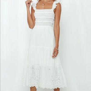 White midi hello molly dress